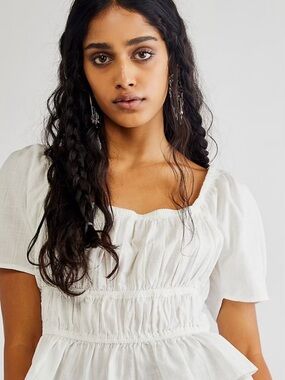 Free People white Smocked Peasant Top - Women